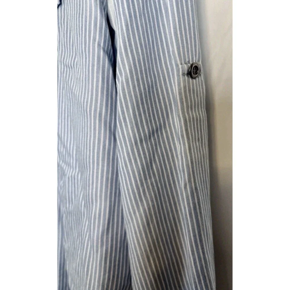 Billy T Women's Blue White Stripe Chambray Ombré Button-Up Tie Back Shirt Medium